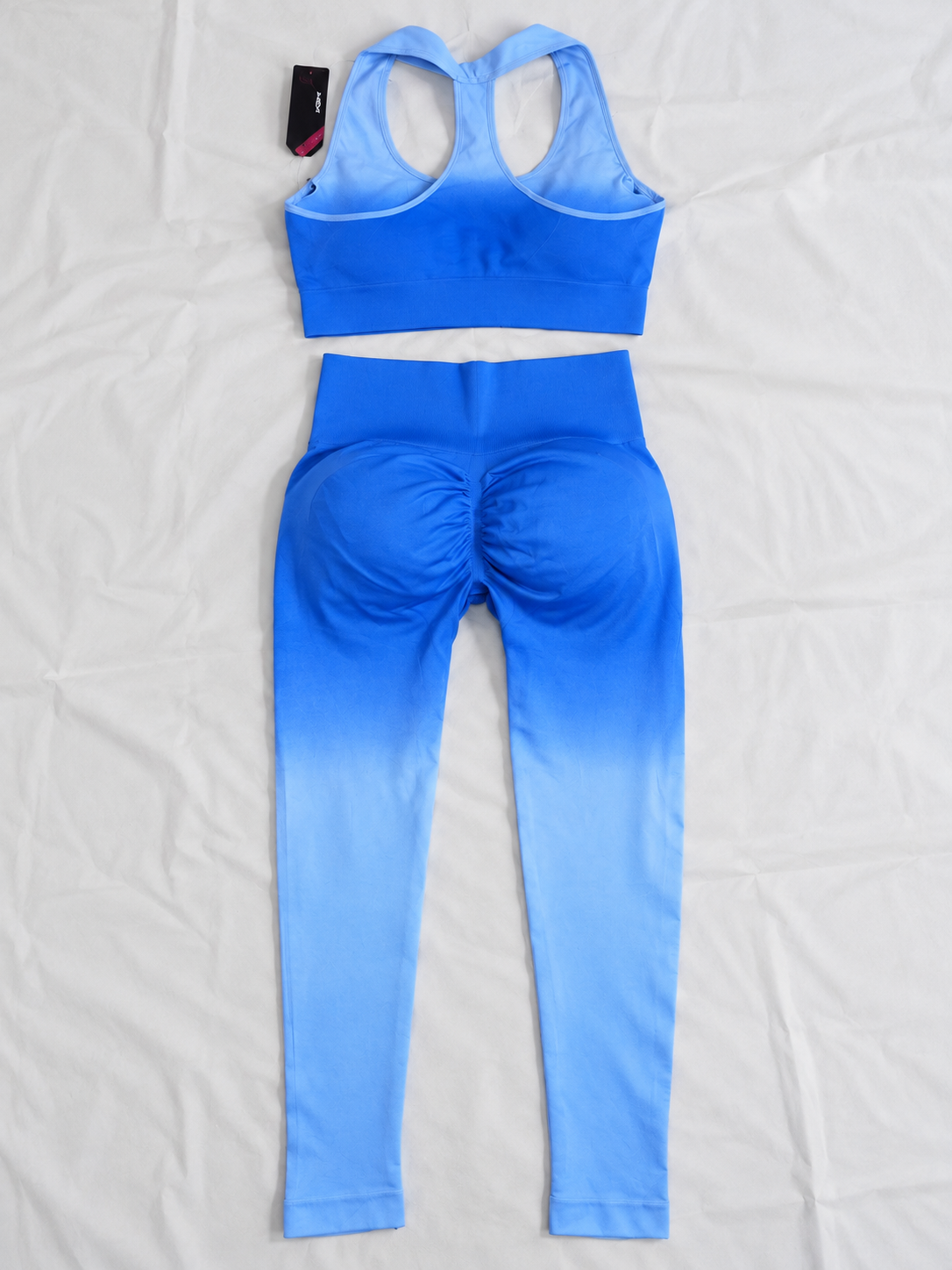 Conjunto de Calza y top 2 piezas skinny deportivo celeste | Talle: L/XL - Imagen 2
